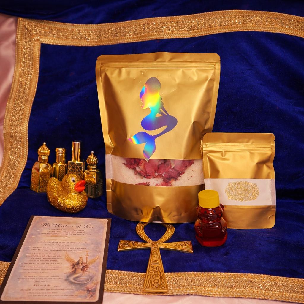 Cleopatra Goddess Bath Ritual Kit~ Milk Rose Soak, Glow Oil, Anointing Perfume, Mist