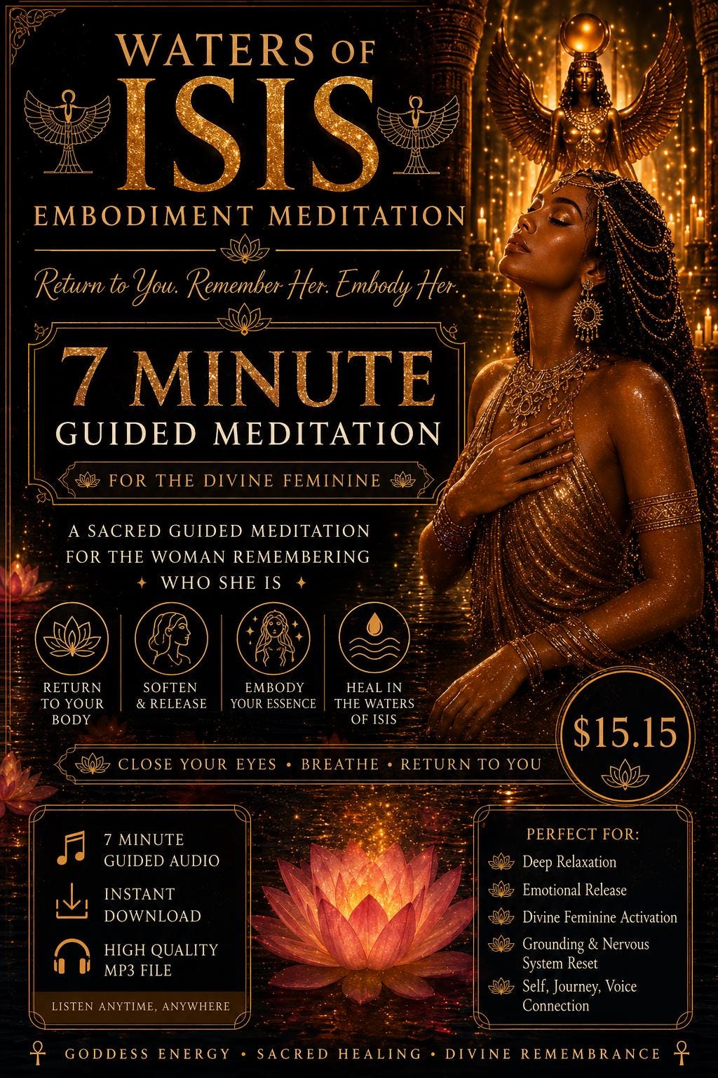 Waters of Isis Embodiment Meditation | Guided Audio • Divine Feminine Healing • Nervous System Reset • Instant Download